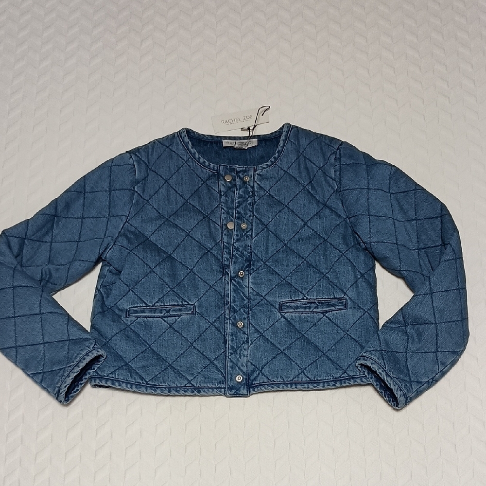 Rachel Zoe Quilted Denim Jean Jacket in Blue